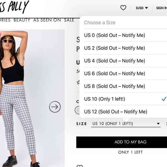 ✨NWT PRINCESS POLLY GINGHAM PANTS✨ - Picture 4 of 6